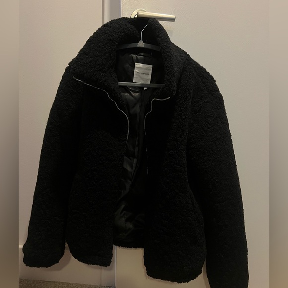 Avec Les Filles Jackets & Blazers - Avec Les Filles Black Sherpa Coat